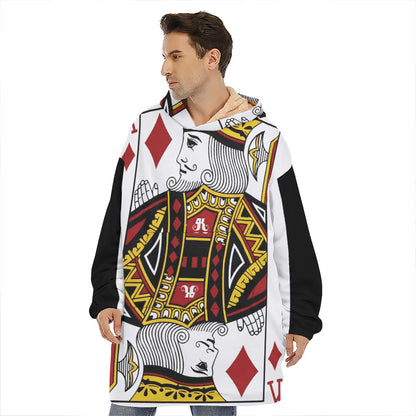 King Of Diamonds Playing Card Print Hoodie Blanket