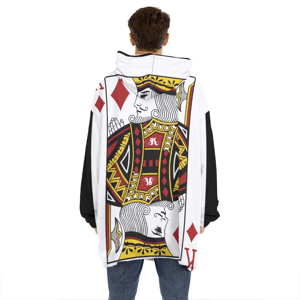 King Of Diamonds Playing Card Print Hoodie Blanket