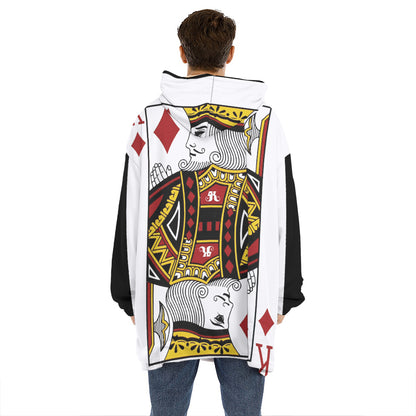 King Of Diamonds Playing Card Print Hoodie Blanket