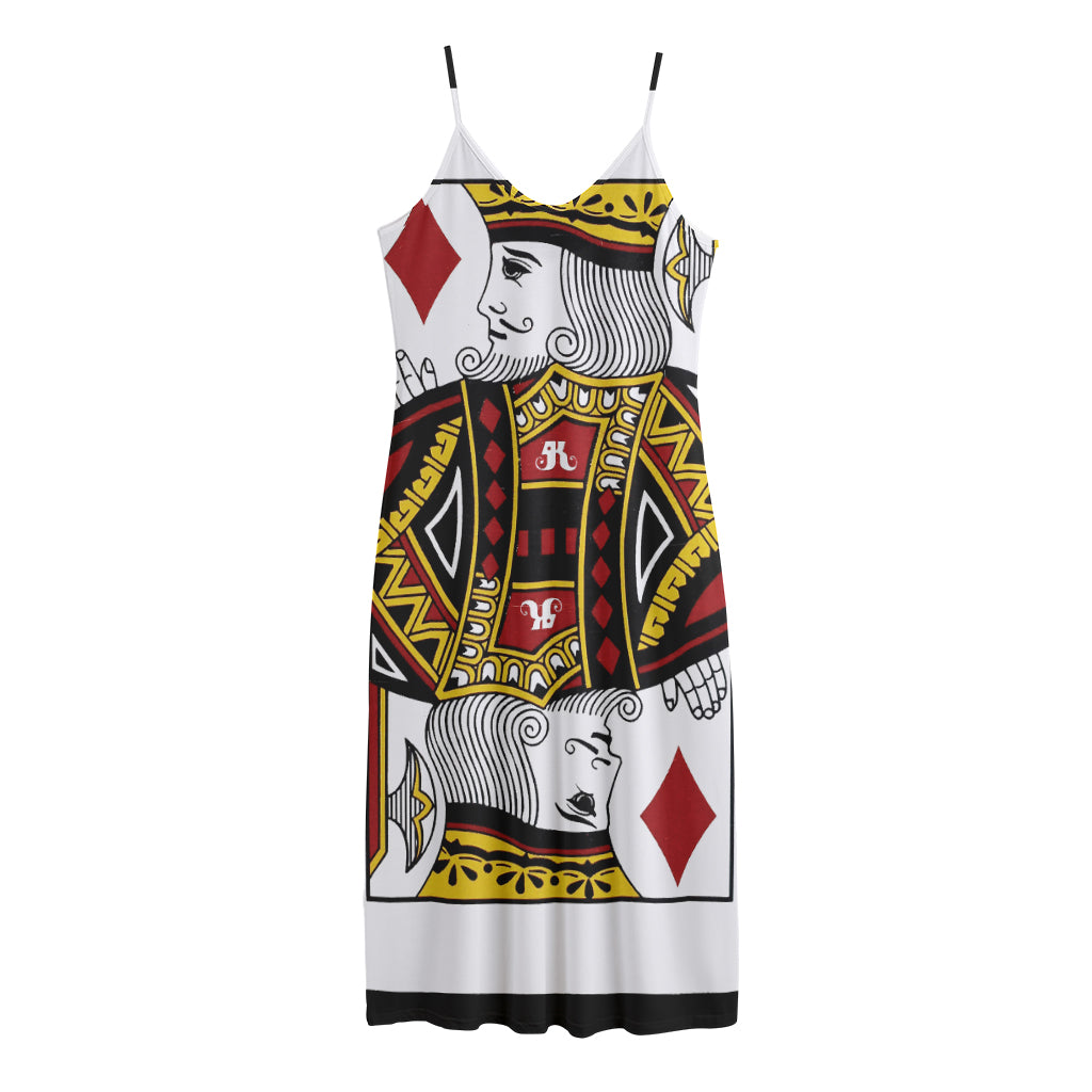 King Of Diamonds Playing Card Print Jersey Midi Cami Dress