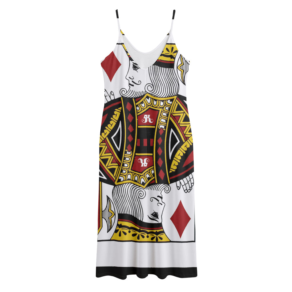 King Of Diamonds Playing Card Print Jersey Midi Cami Dress