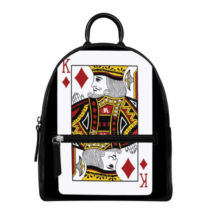 King Of Diamonds Playing Card Print Leather Backpack