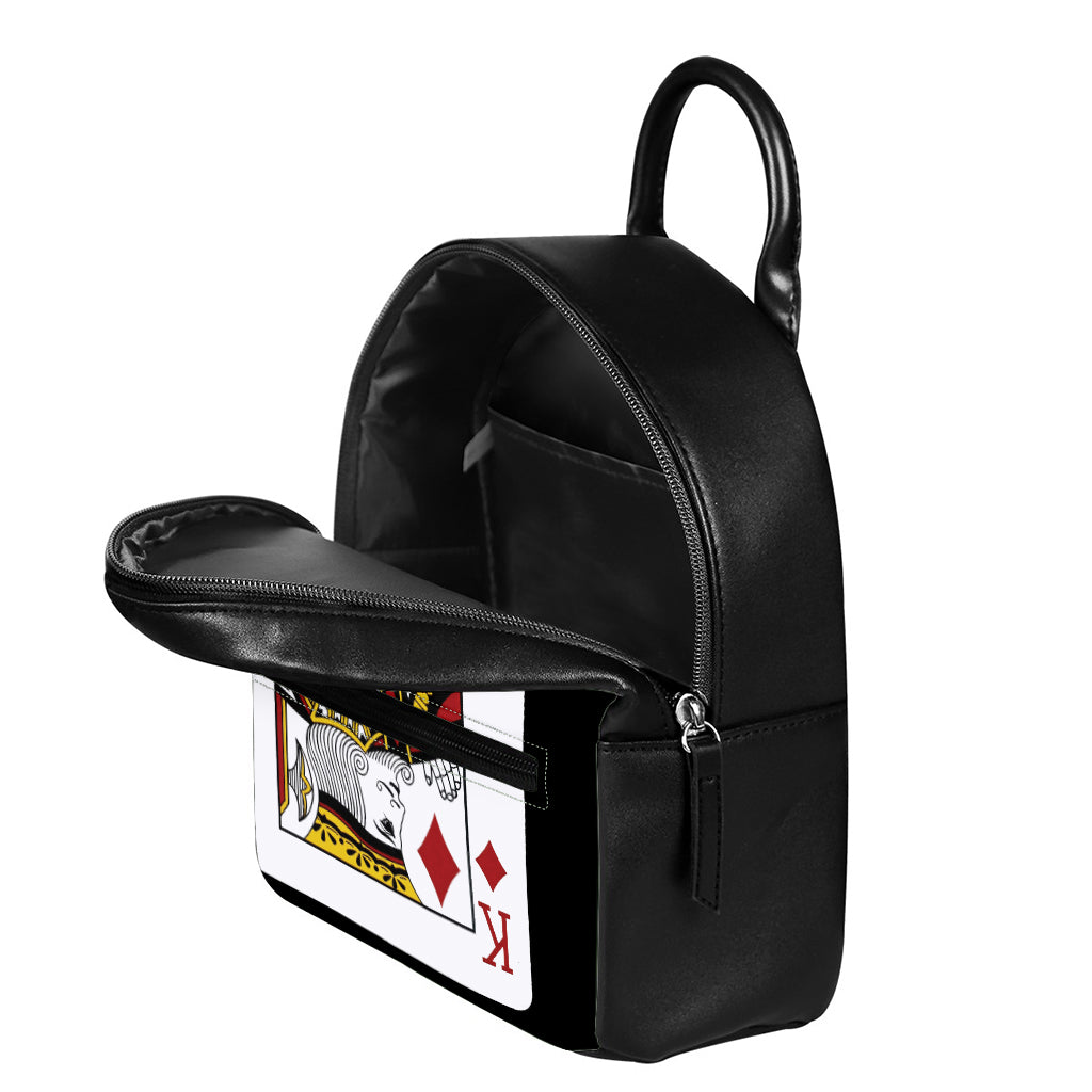 King Of Diamonds Playing Card Print Leather Backpack