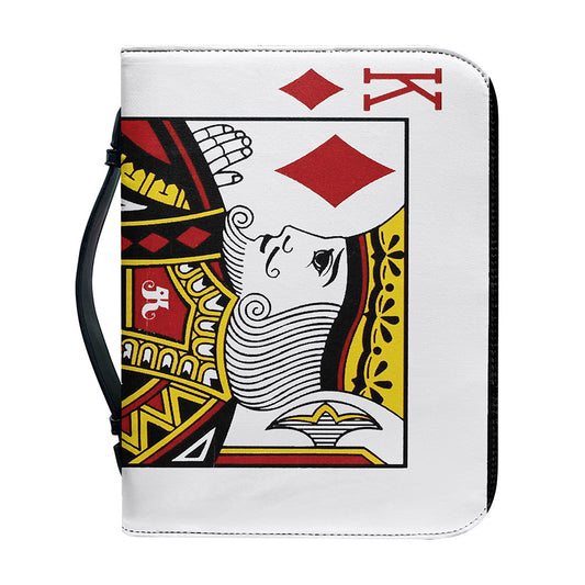 King Of Diamonds Playing Card Print Leather Bible Cover