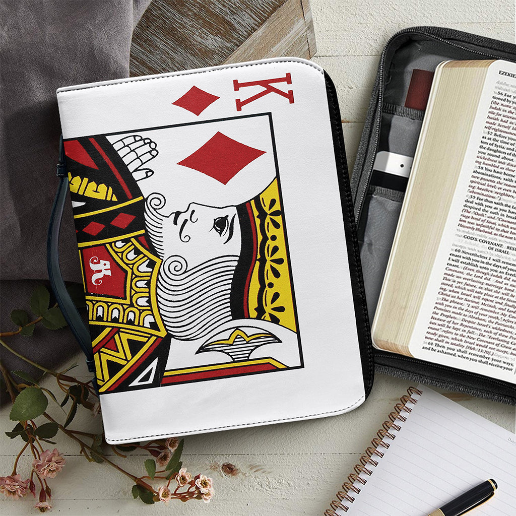 King Of Diamonds Playing Card Print Leather Bible Cover