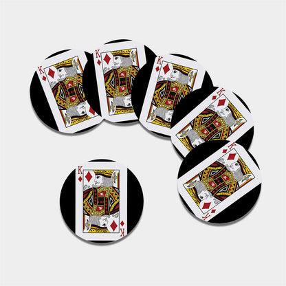 King Of Diamonds Playing Card Print Leather Coaster Set