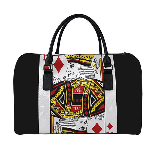 King Of Diamonds Playing Card Print Leather Duffle Bag