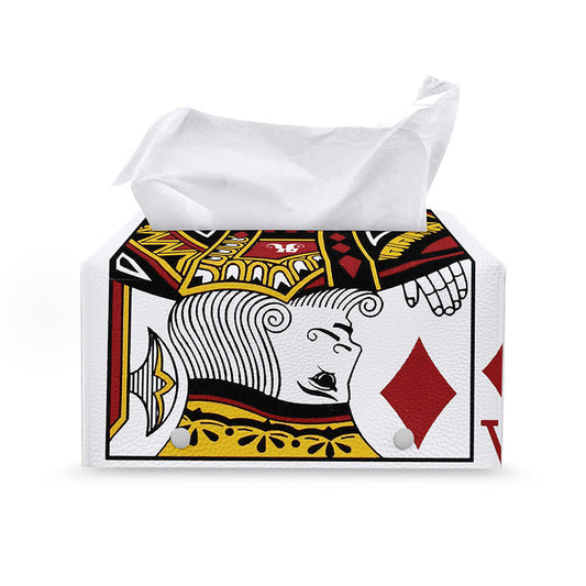 King Of Diamonds Playing Card Print Leather Tissue Box Cover