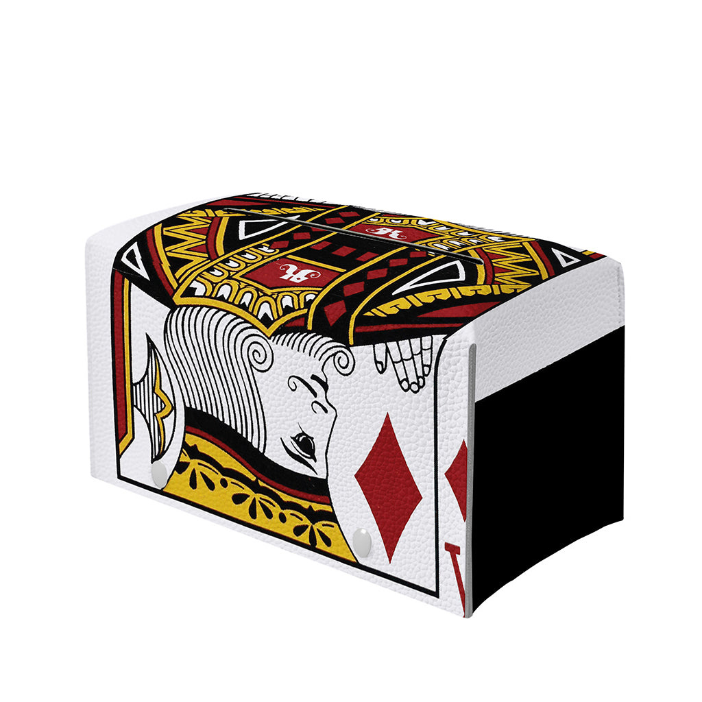 King Of Diamonds Playing Card Print Leather Tissue Box Cover