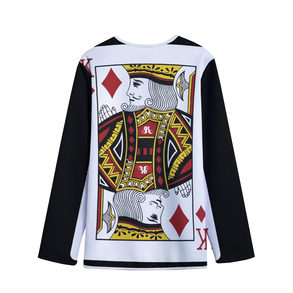 King Of Diamonds Playing Card Print Long Sleeve Short Coat