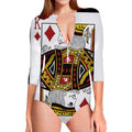 King Of Diamonds Playing Card Print Long Sleeve Swimsuit