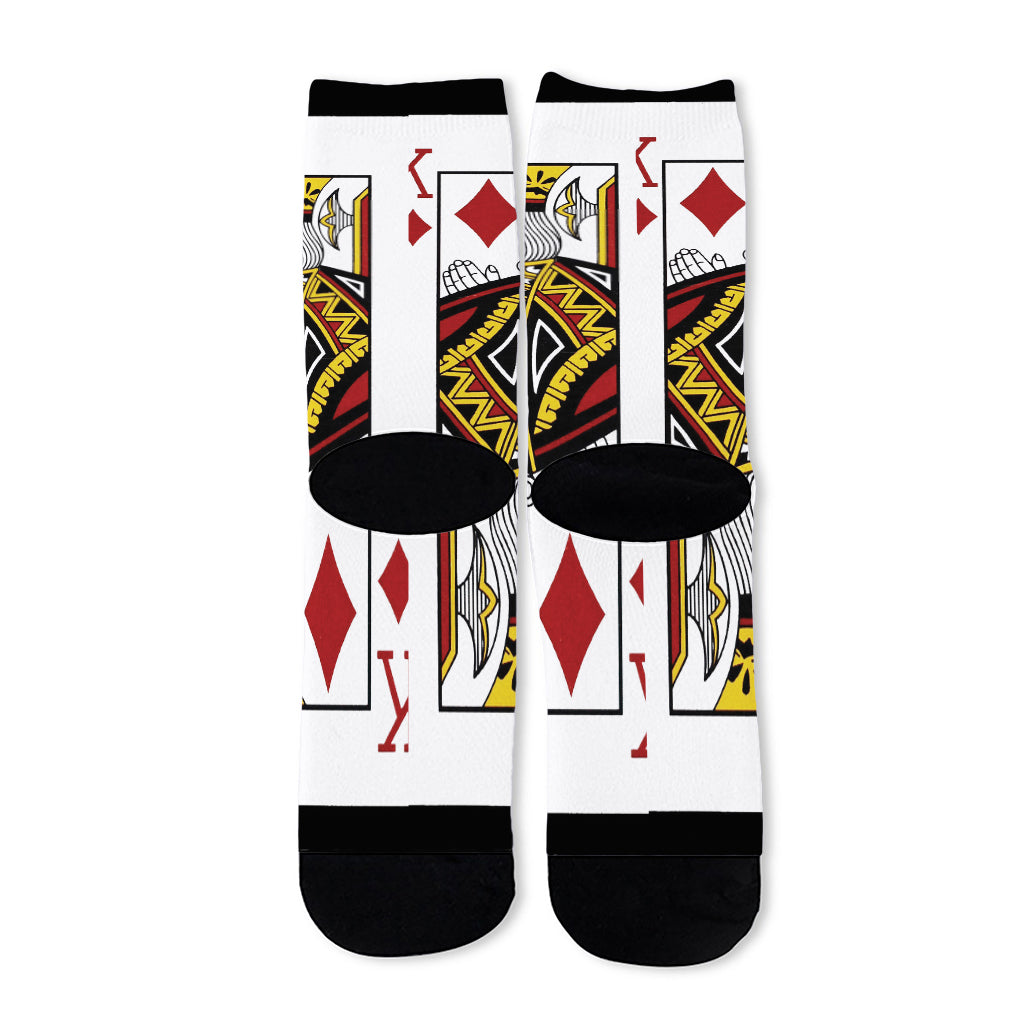 King Of Diamonds Playing Card Print Long Socks