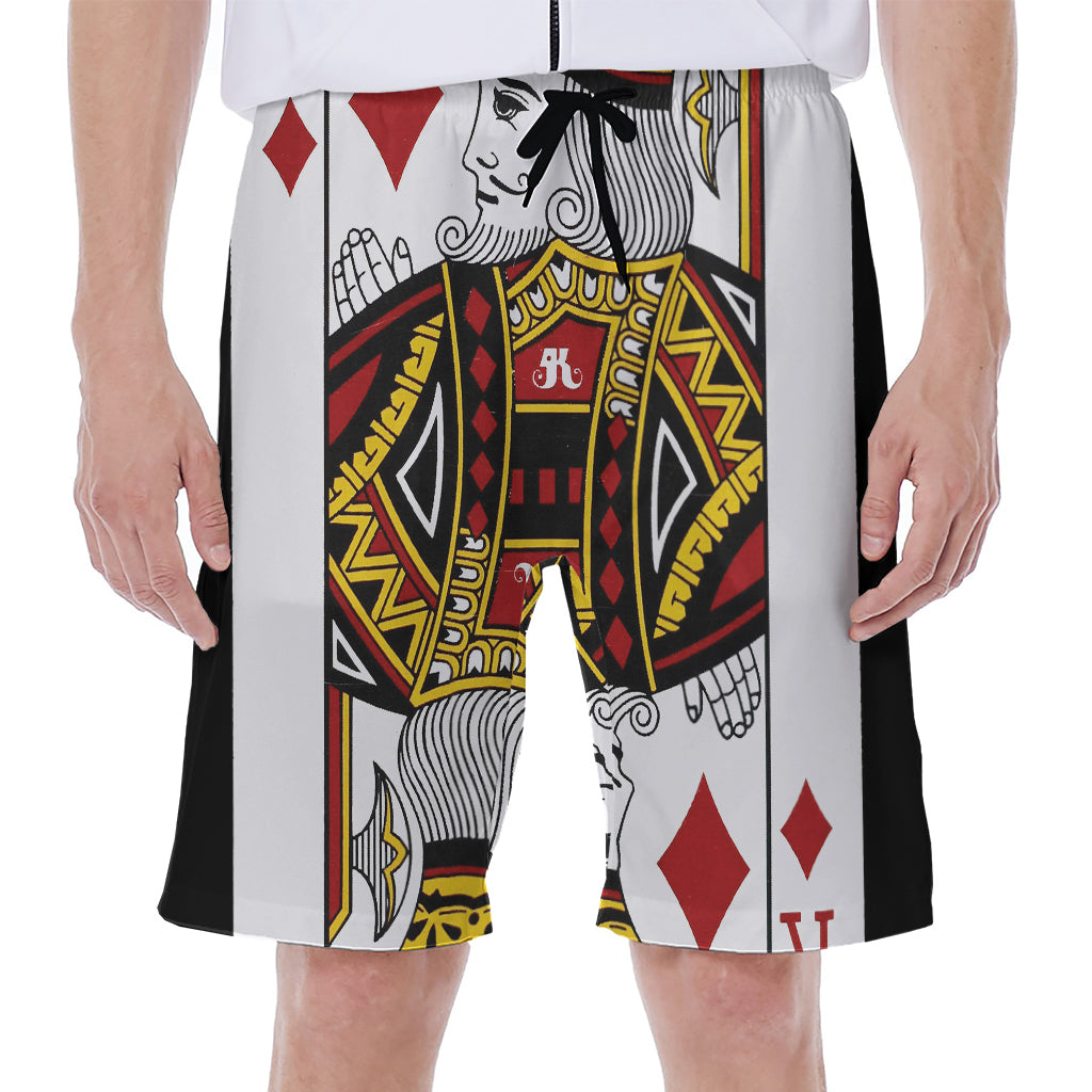 King Of Diamonds Playing Card Print Men's Beach Shorts