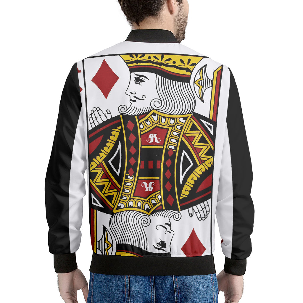 King Of Diamonds Playing Card Print Men's Bomber Jacket