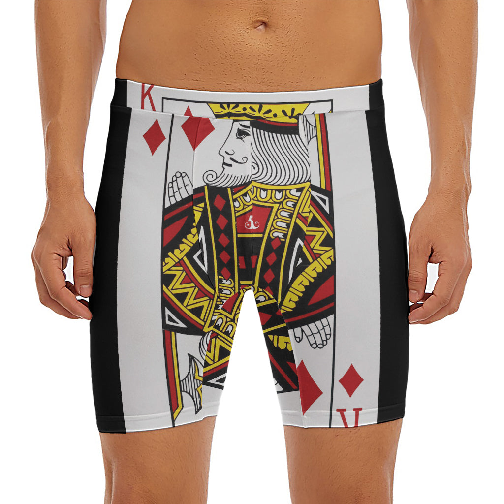 King Of Diamonds Playing Card Print Men's Long Boxer Briefs