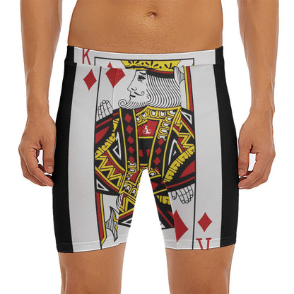 King Of Diamonds Playing Card Print Men's Long Boxer Briefs
