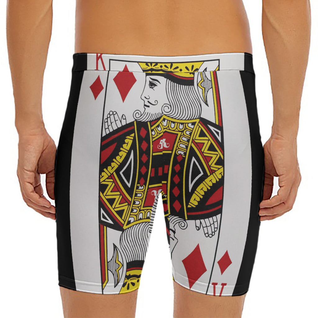 King Of Diamonds Playing Card Print Men's Long Boxer Briefs