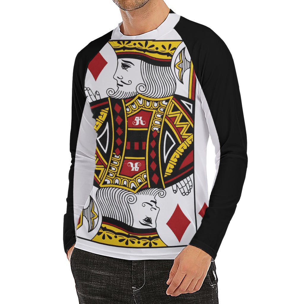 King Of Diamonds Playing Card Print Men's Long Sleeve Rash Guard