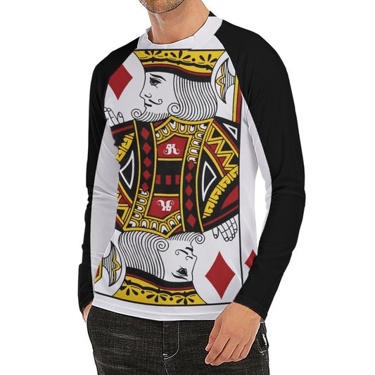 King Of Diamonds Playing Card Print Men's Long Sleeve Rash Guard