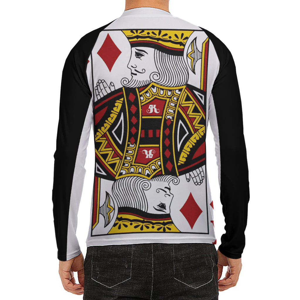 King Of Diamonds Playing Card Print Men's Long Sleeve Rash Guard