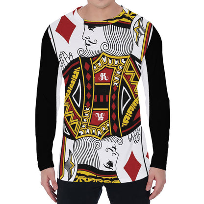 King Of Diamonds Playing Card Print Men's Long Sleeve T-Shirt