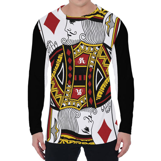 King Of Diamonds Playing Card Print Men's Long Sleeve T-Shirt