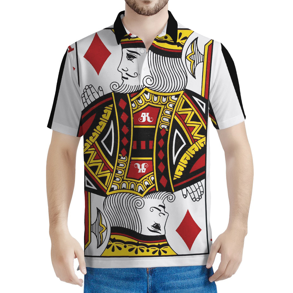 King Of Diamonds Playing Card Print Men's Polo Shirt