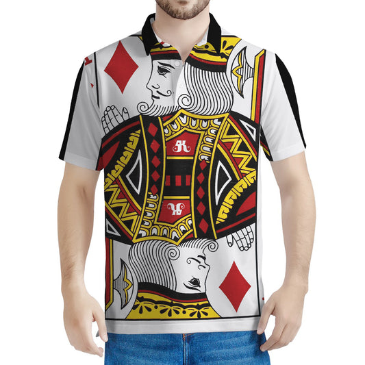 King Of Diamonds Playing Card Print Men's Polo Shirt