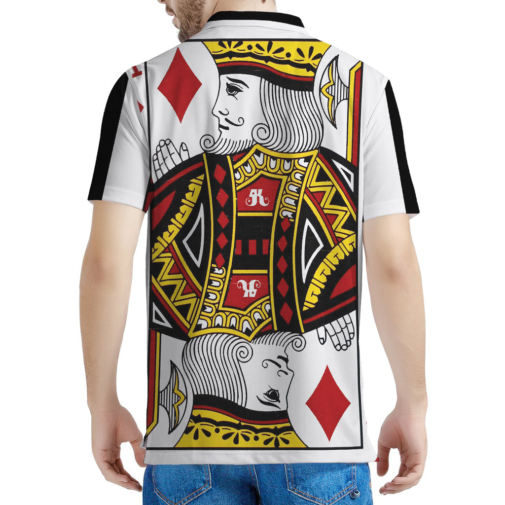 King Of Diamonds Playing Card Print Men's Polo Shirt