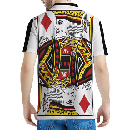 King Of Diamonds Playing Card Print Men's Polo Shirt