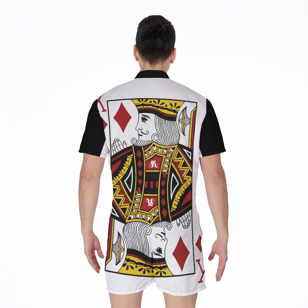 King Of Diamonds Playing Card Print Men's Rompers