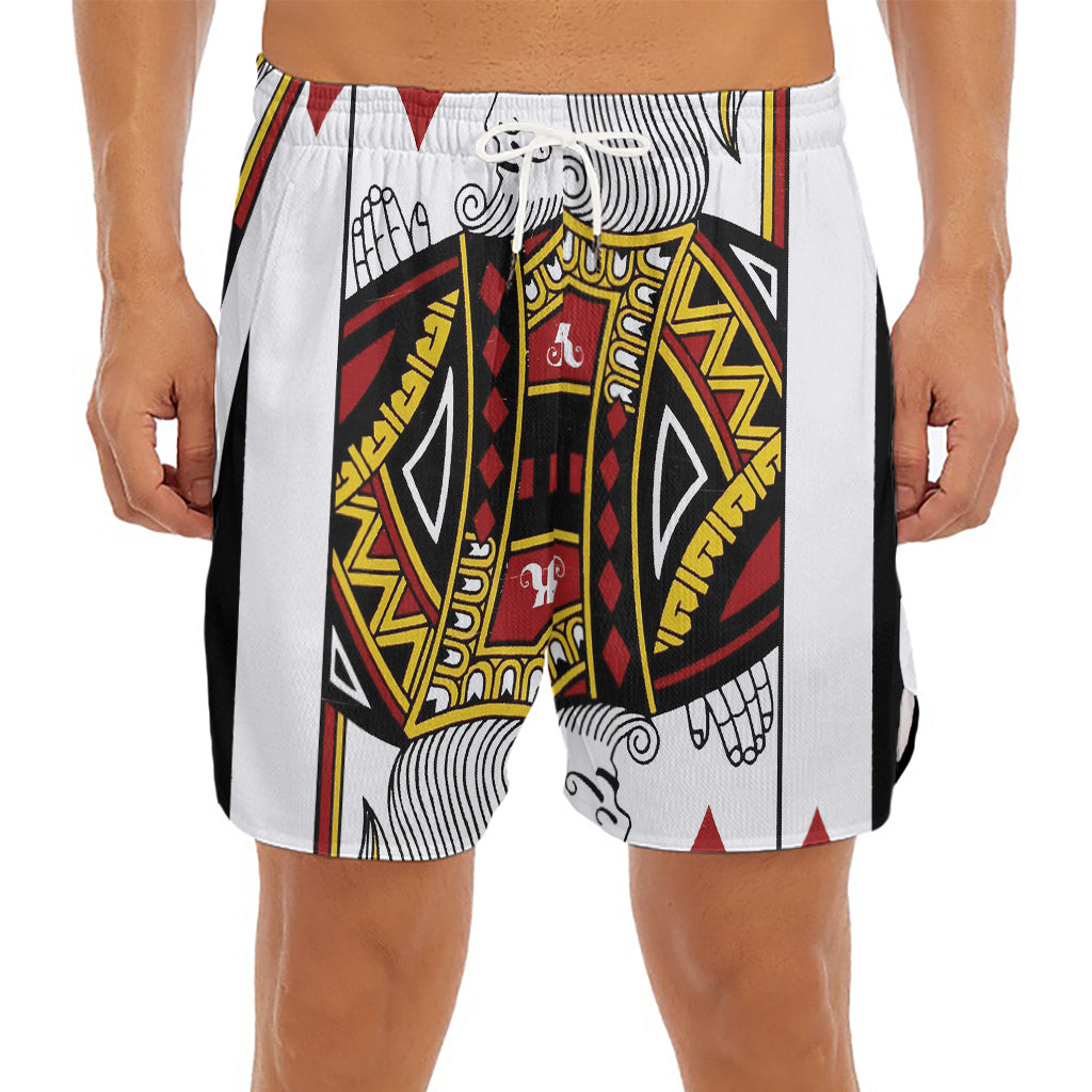 King Of Diamonds Playing Card Print Men's Split Running Shorts