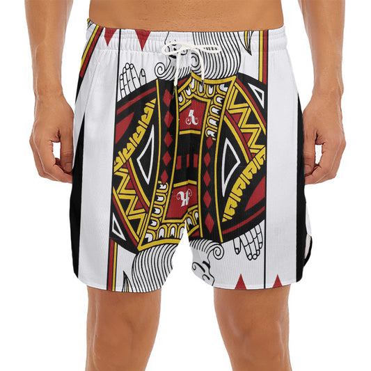 King Of Diamonds Playing Card Print Men's Split Running Shorts