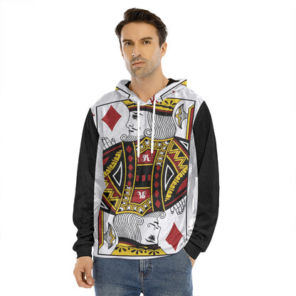 King Of Diamonds Playing Card Print Men's Velvet Pullover Hoodie