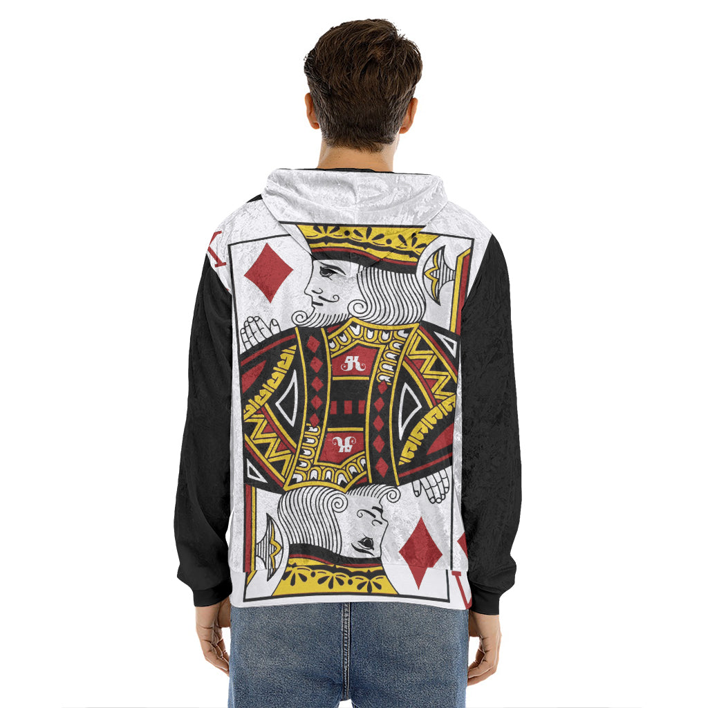 King Of Diamonds Playing Card Print Men's Velvet Pullover Hoodie