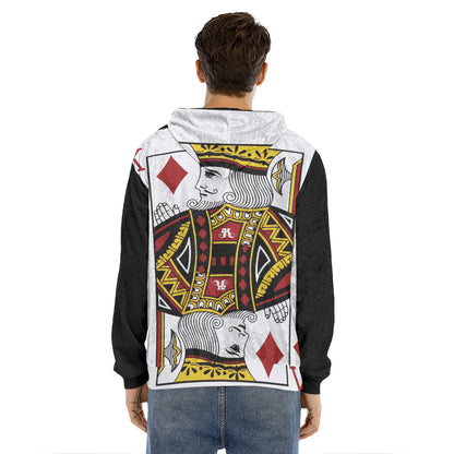 King Of Diamonds Playing Card Print Men's Velvet Pullover Hoodie