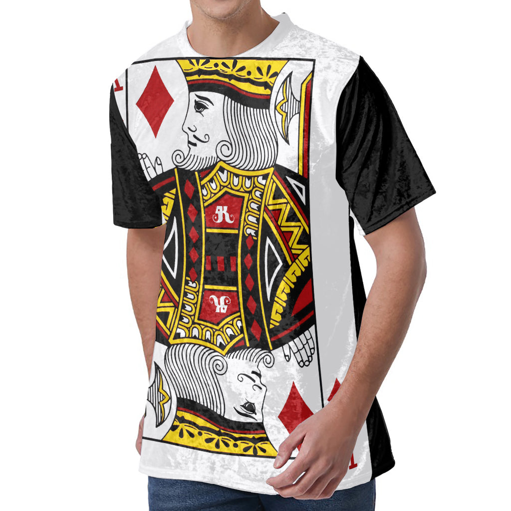 King Of Diamonds Playing Card Print Men's Velvet T-Shirt