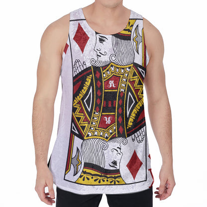King Of Diamonds Playing Card Print Men's Velvet Tank Top