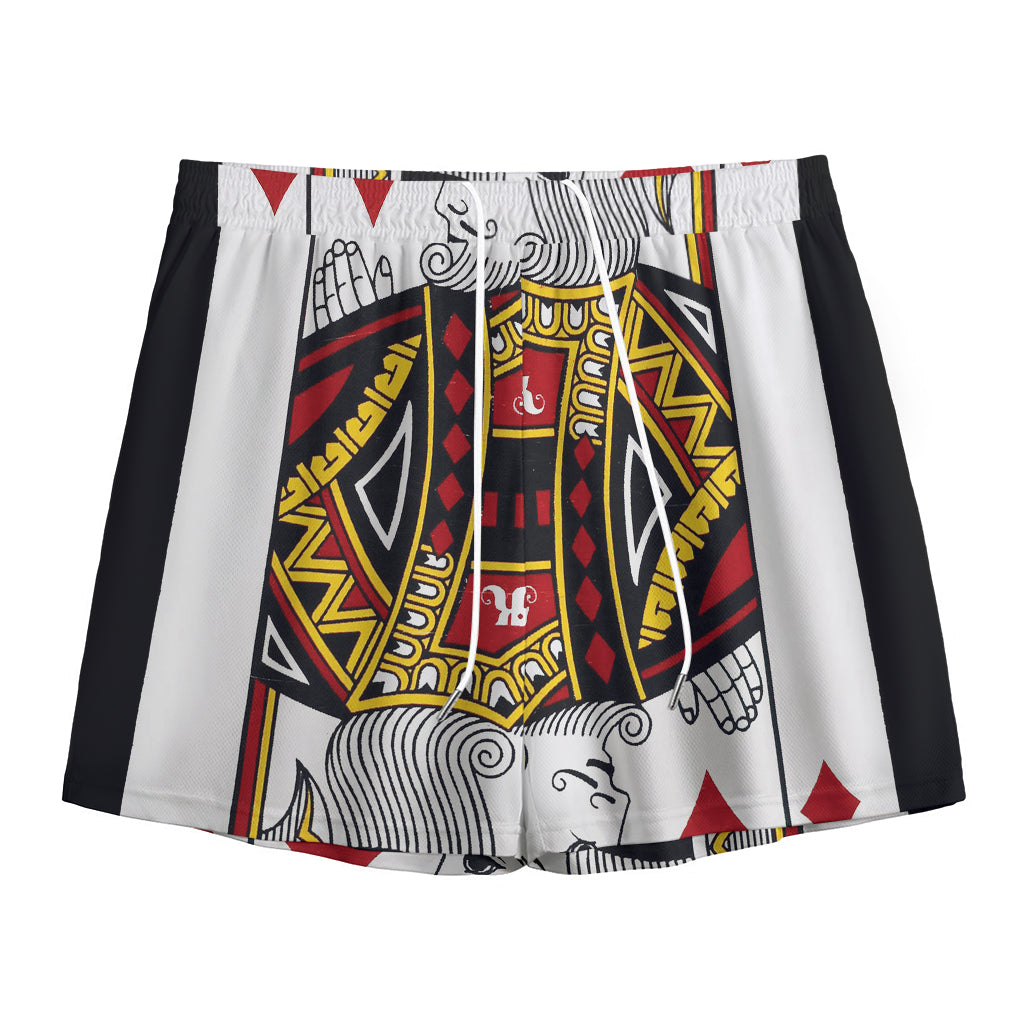 King Of Diamonds Playing Card Print Mesh Shorts