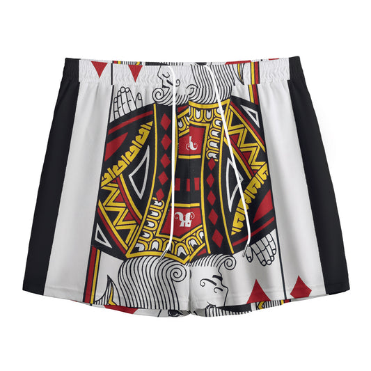 King Of Diamonds Playing Card Print Mesh Shorts