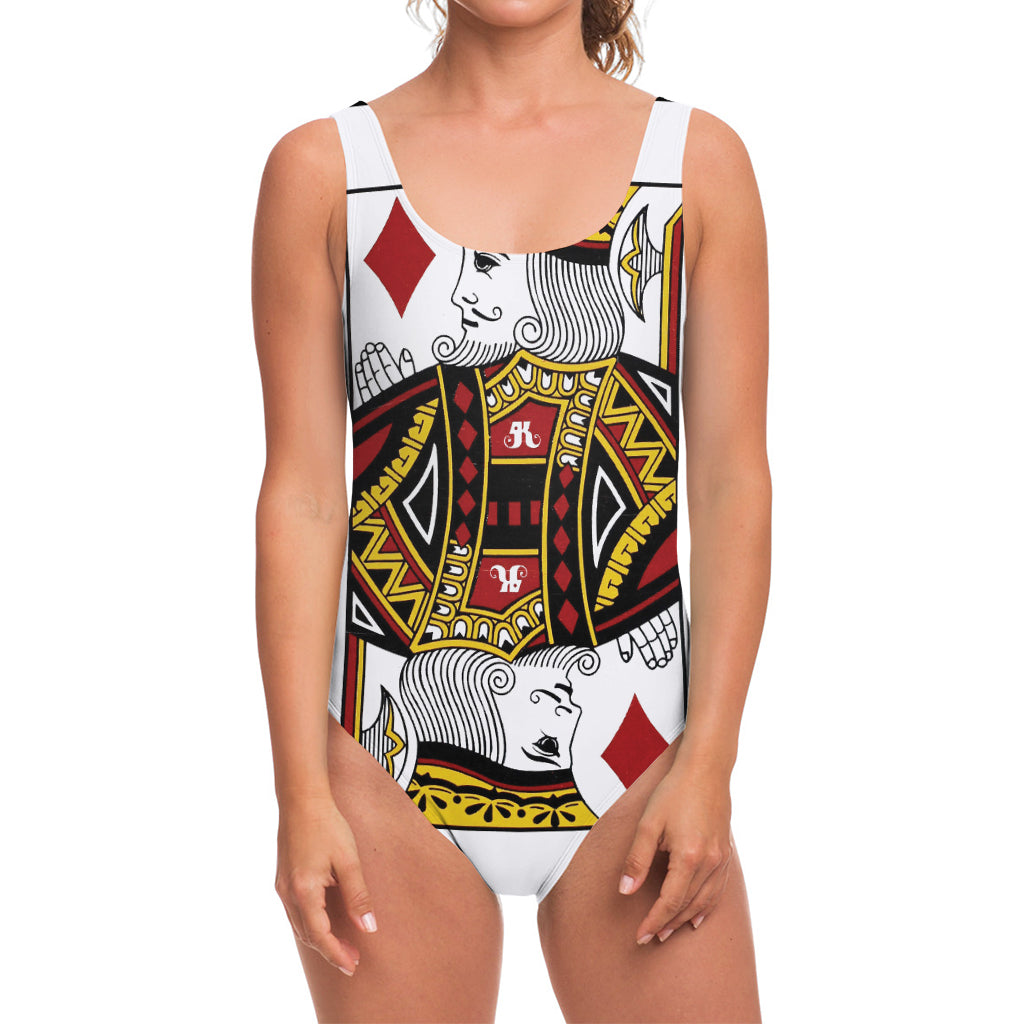King Of Diamonds Playing Card Print One Piece Swimsuit
