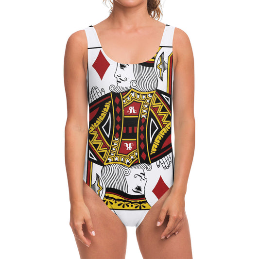 King Of Diamonds Playing Card Print One Piece Swimsuit