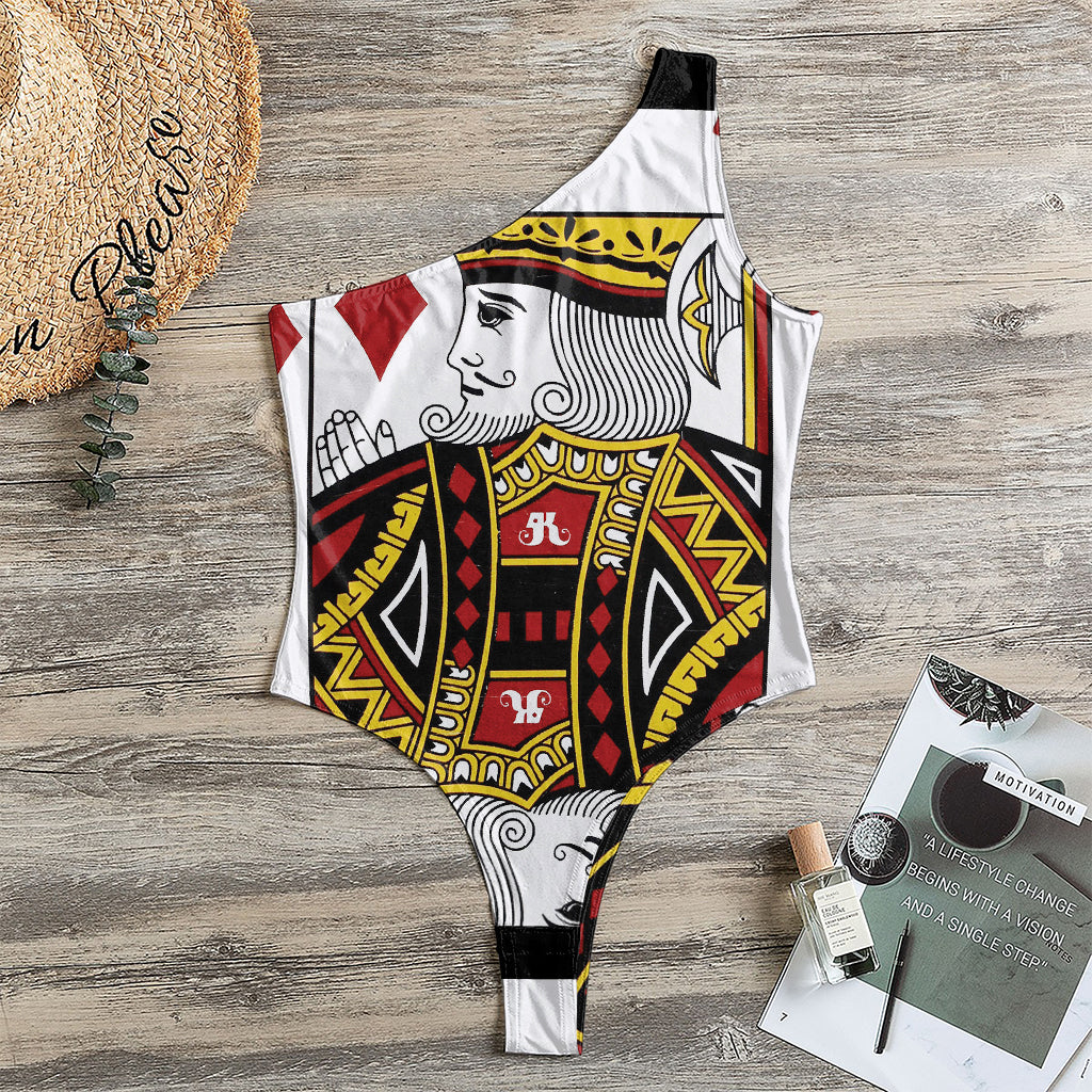 King Of Diamonds Playing Card Print One Shoulder Bodysuit