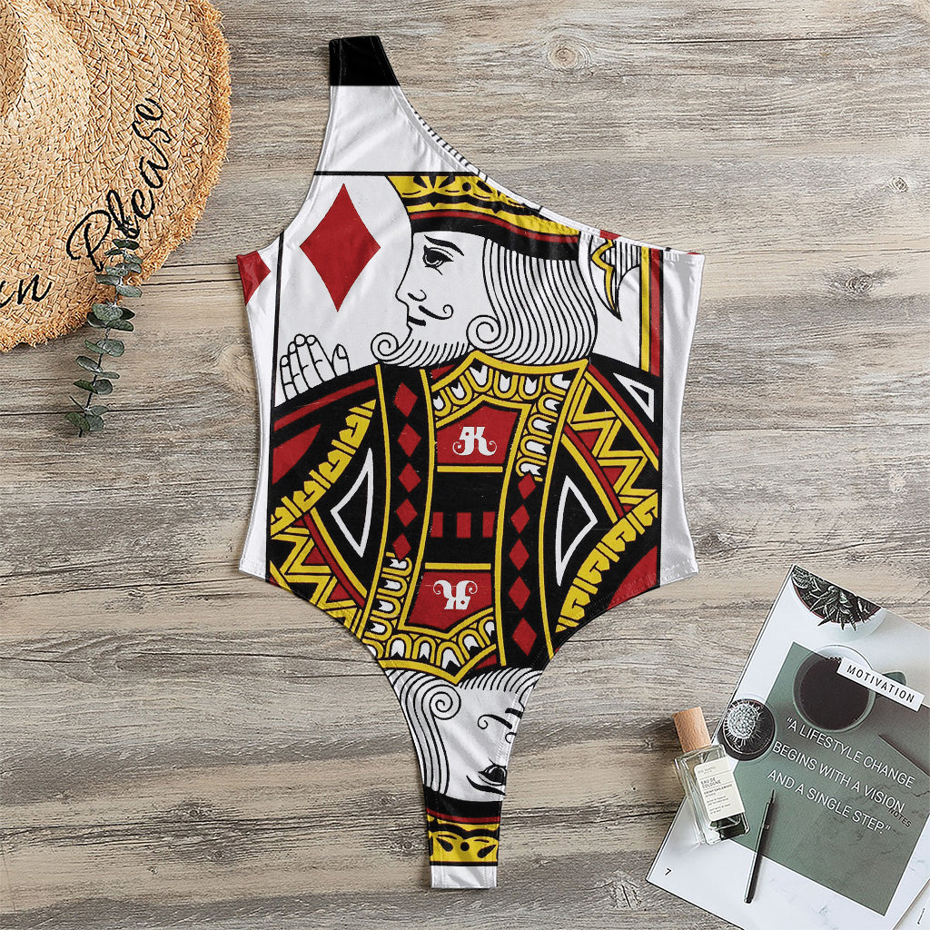 King Of Diamonds Playing Card Print One Shoulder Bodysuit