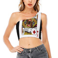 King Of Diamonds Playing Card Print One Shoulder Crop Top