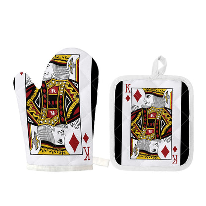 King Of Diamonds Playing Card Print Oven Mitt And Pot Holder Set