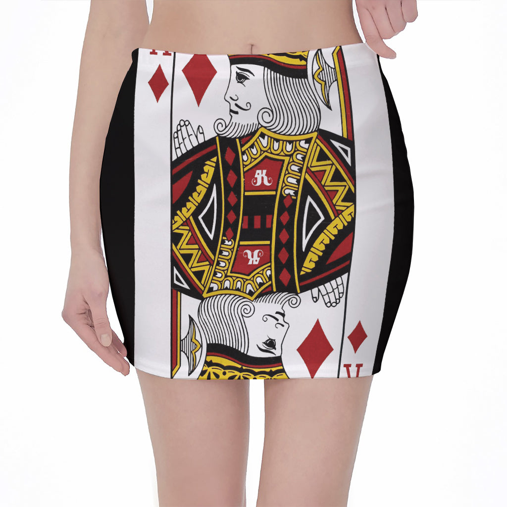 King Of Diamonds Playing Card Print Pencil Mini Skirt