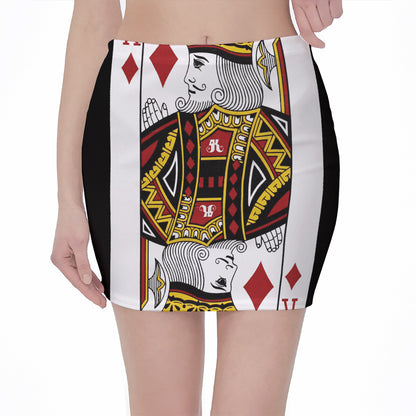 King Of Diamonds Playing Card Print Pencil Mini Skirt