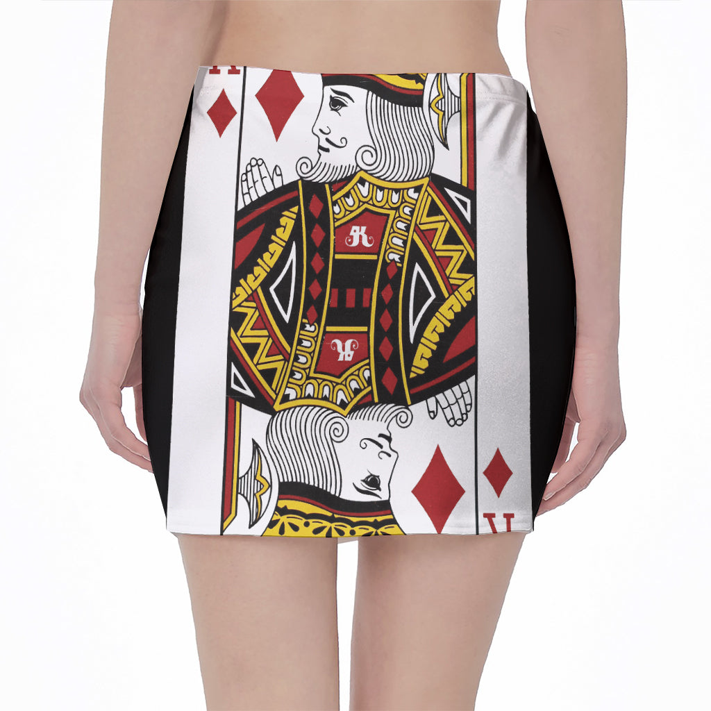 King Of Diamonds Playing Card Print Pencil Mini Skirt