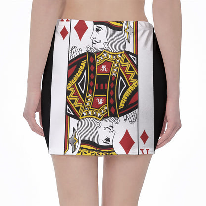 King Of Diamonds Playing Card Print Pencil Mini Skirt